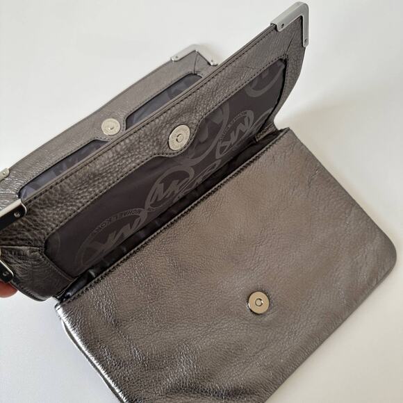 Michael Kors Metallic Grey/Silver Leather Clutch - Picture 6 of 8